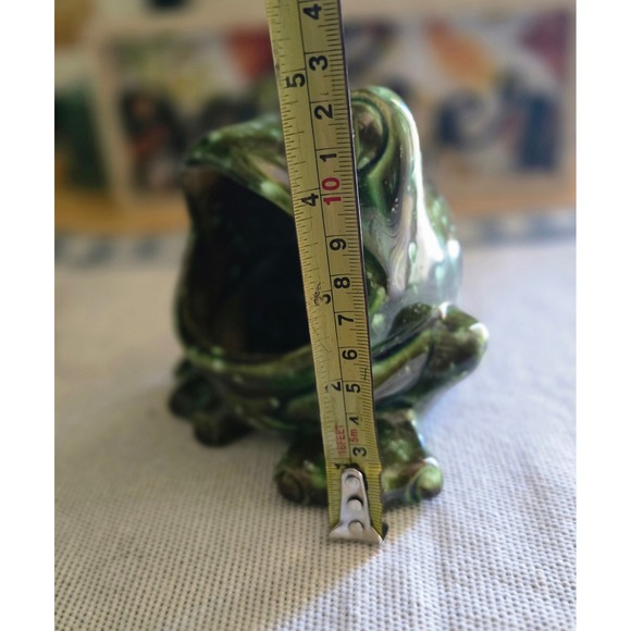 Vintage Green Ceramic Frog Holder Trinket Sponge Dish Cute Amphibian Figurine - Picture 4 of 4